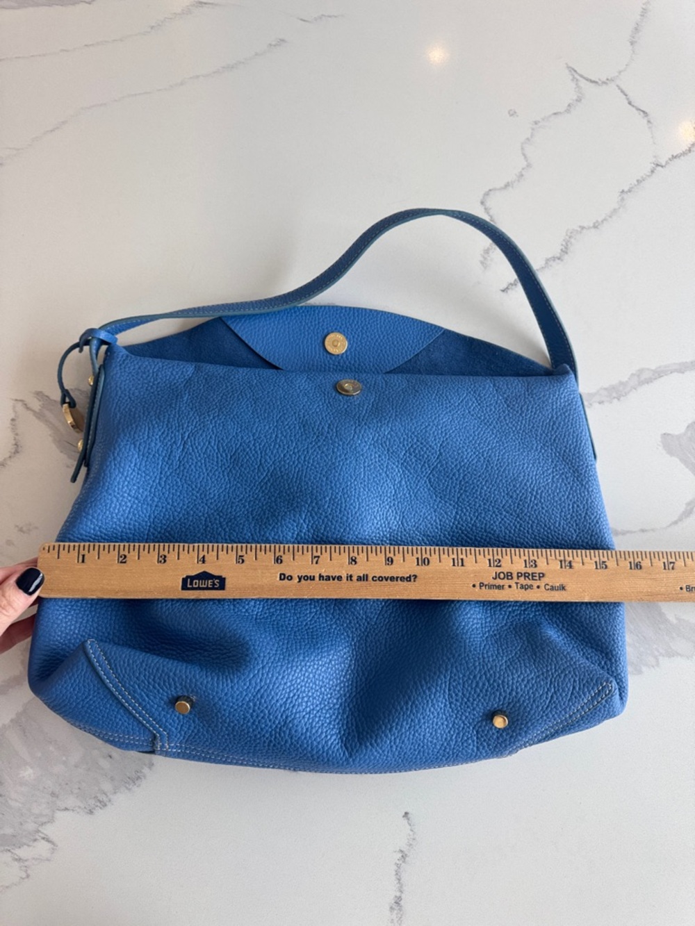 J.McLAUGHLIN periwinkle Blue Leather Foldover Hobo Handbag Purse Bag w/ pouch - Picture 13 of 14